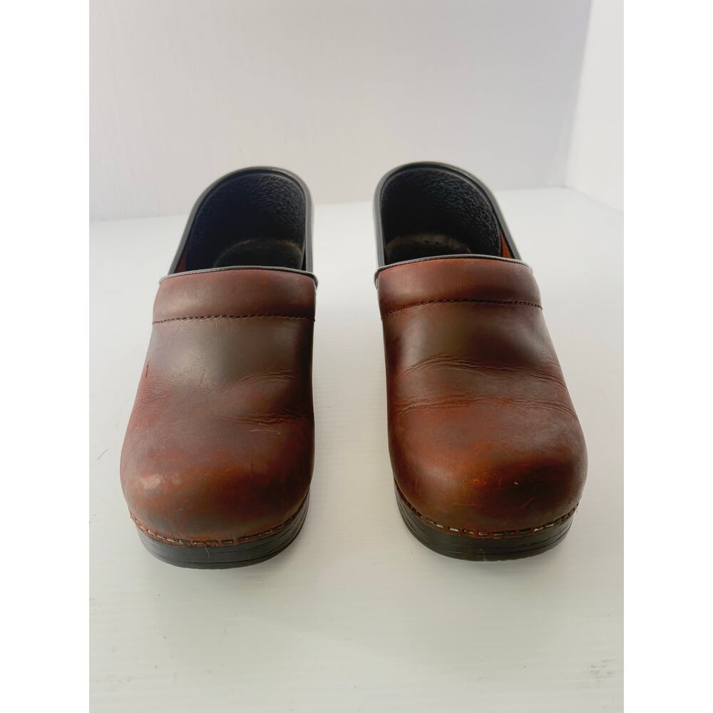 Dansko Brown Leather Slip-On Clogs